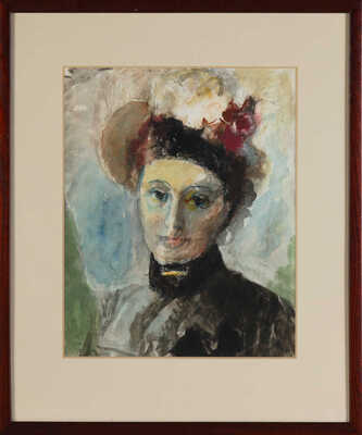 Фонвизин Артур Владимирович. Портрет дамы в шляпке, украшенной цветами